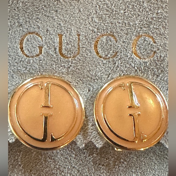 GUCCI 1992 Made in Italy vintage clip on earrings RARE GUCCI Great for Holiday! - Picture 3 of 8
